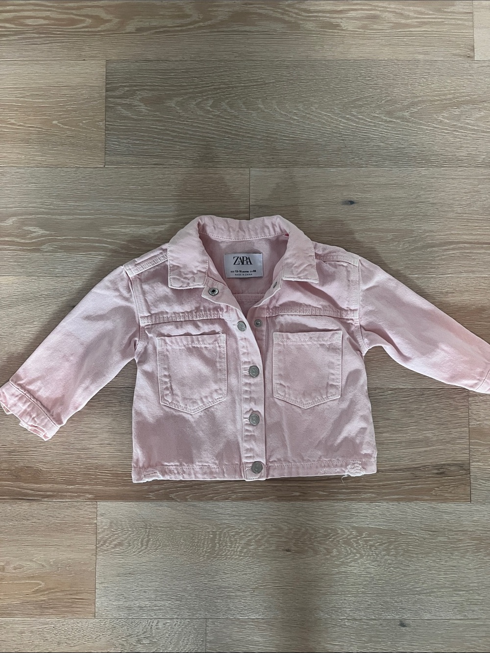 Zara Light Pink Denim-Style Kids Jacket